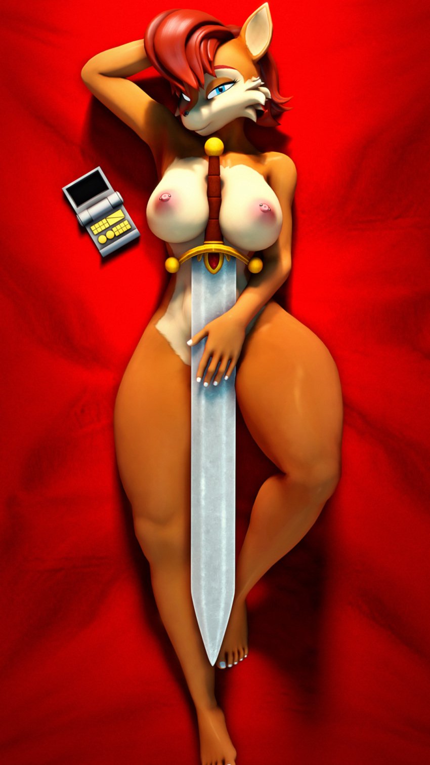 1girls 2023 3d 9:16 anthro archie_comics areola bedding bedroom_eyes big_areola big_breasts big_sword blue_eyes breasts brown_body brown_fur chipmunk dakimakura dakimakura_design detailed_background digital_media_(artwork) eyelashes feet female fingers fur ground_squirrel hand_behind_head hi_res honorboundnoob looking_at_viewer lying mammal melee_weapon multicolored_body multicolored_fur narrowed_eyes nicole_(computer) nipple_piercing nipples nude on_back on_bedding piercing red_hair rodent sally_acorn sciurid seductive sega short_hair smile solo sonic_(series) sonic_the_hedgehog_(archie) sonic_the_hedgehog_(comics) sonic_the_hedgehog_(series) source_filmmaker_(artwork) sword tan_body tan_fur thick_thighs toes two_tone_body two_tone_fur warfare_machine warfare_sally weapon wide_hips