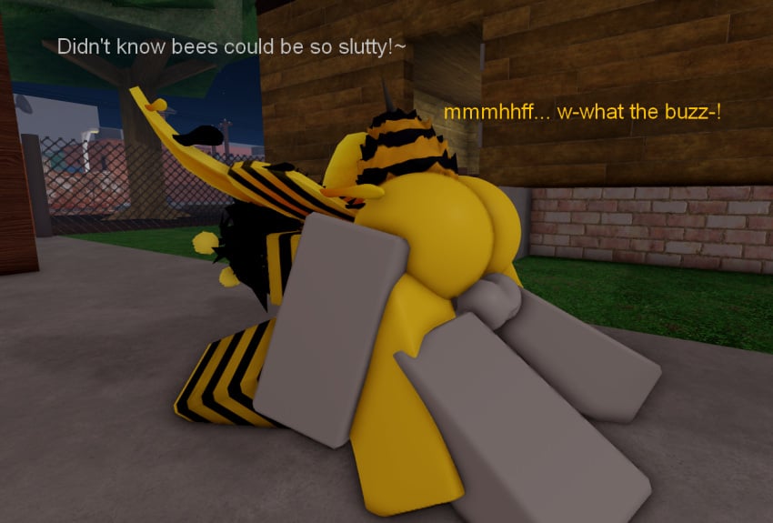 2boys 3d bee femboy femboysub gay gay_sex lamentlife_(oc) male_on_femboy outdoors public roblox roblox_avatar roblox_studio robloxian text