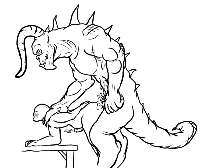 2boys ask-a-deathclaw_(artist) bulge cum deathclaw excessive_cum fallout human inflation knot male male/male male_deathclaw_(fallout) male_only mammal penis swelling video_games