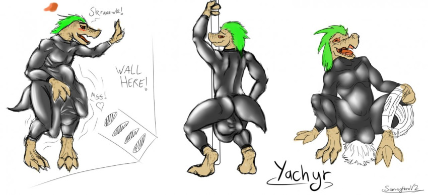 1boy anthro backsack balls big_penis bulge digestion erection hair halo_(series) kig-yar looking_at_viewer male male_only open_mouth penis samagthrav2 simple_background smile solo suit tongue video_games vore white_background yachyr