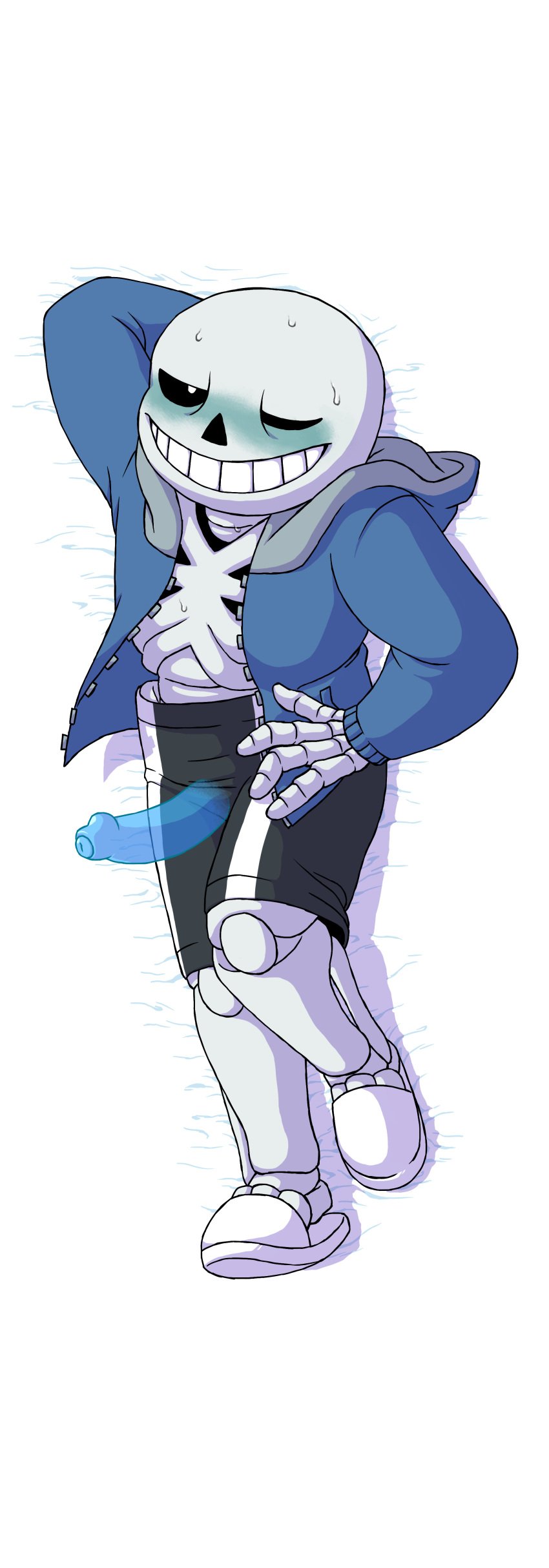 blue_blush blush blushing bone dakimakura ectopenis male male_only meta_request one_eye_closed penis sans sans_blush sans_eye sans_penis skeleton smile solo solo_male sweat tinybeasts undertale undertale_(series)