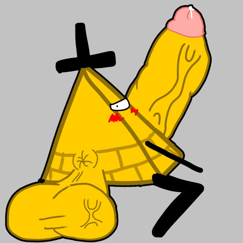 1boy anus asshole bill_cipher corruptedftm_(artist) gravity_falls hyper_balls hyper_penis lol male male_only precum sitting solo staring_at_viewer veiny_balls veiny_penis