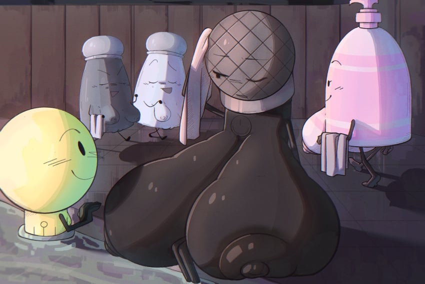 5girls blueruchka breasts inanimate_insanity lightbulb_(ii) microphone_(ii) object_shows pepper_(ii) salt_(ii) soap_(ii)