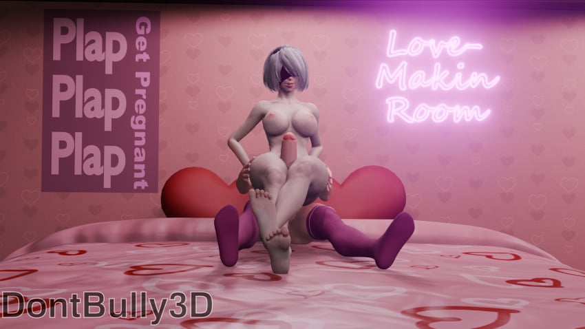 3d 3d_(artwork) azazel_(dont_bully) bed bedroom blender blender_(artwork) blender_(software) cock_between_thighs dont_bully_(artist) femboy femboy_on_female fit_female hands_on_thighs huge_cock hung_femboy intercrural intercrural_sex large_penis light-skinned_female light-skinned_male neon_sign nier:_automata original_character romantic romantic_couple romantic_sex strawberry_blonde_hair thigh_sex white_hair wholesome yorha_2b