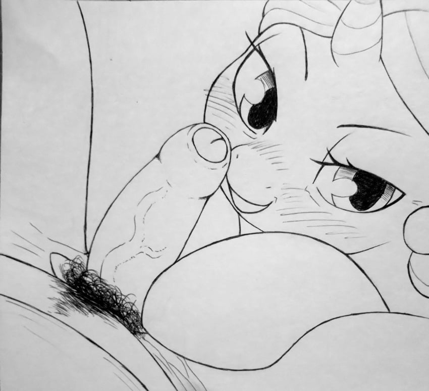 2024 absurd_res bedroom_eyes black_and_white blush blush_lines cookie_crumbles_(mlp) duo equid equine female feral first_person_view friendship_is_magic genitals hasbro hi_res hooves horn horse human human_on_feral humanoid_genitalia humanoid_penis interspecies looking_at_viewer male male/female mammal mature_female monochrome my_little_pony mythological_creature mythological_equine mythology narrowed_eyes penis perrox pony pubs seductive traditional_media_(artwork) unicorn vein veiny_penis zoophilia