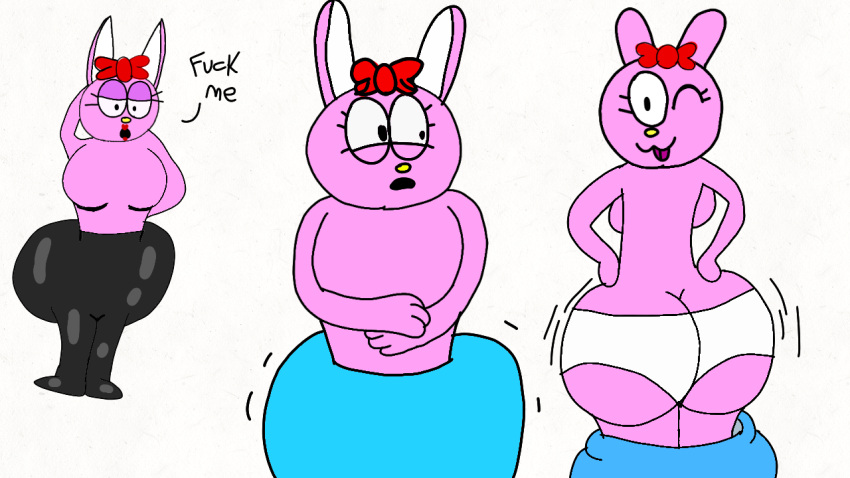 big_butt black_pants blue-skirt doodle_toons jellybean_(doodle-toons) white_panties