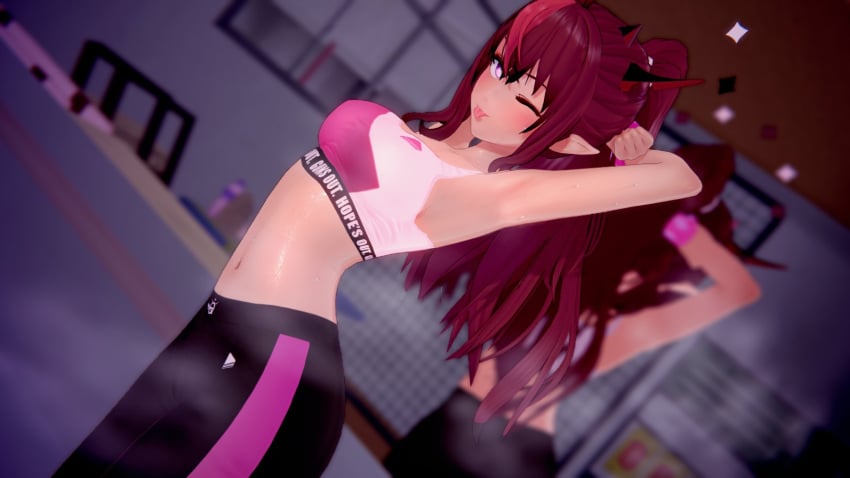 1girls 3d armpits gym gym_clothes gym_uniform hololive hololive_english irys irys_(hololive) leggings midriff mirror mirror_reflection narrow_waist navel pink_eyes red_hair seducing seductive seductive_eyes seductive_gaze seductive_look seductive_mouth seductive_pose seductive_smile showing_armpits slender slender_body slender_waist sports_bra sportswear steam stretching suggestive suggestive_gesture suggestive_look suggestive_pose sweat sweating sweaty sweaty_body teasing teasing_viewer thin thin_female thin_waist tongue tongue_out track_pants tummy wataamage wink winking_at_viewer workout_clothes yoga_pants