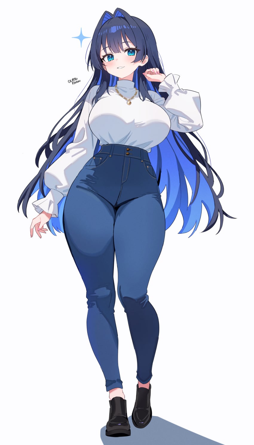 breasts casual_clothes hololive hololive_english o-rindou5100 ouro_kronii virtual_youtuber vtuber