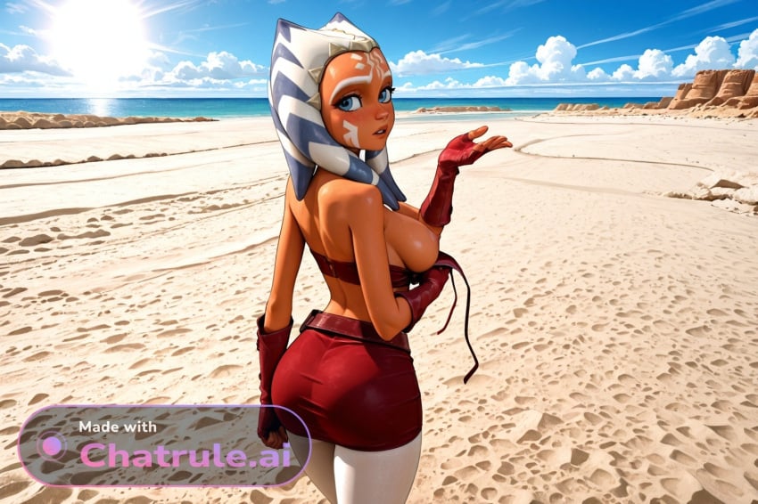 1girls ahsoka_tano ai_assisted ai_failure ai_generated bare_shoulders bashful beach bikini blue_eyes blue_sky blush blushing collarbone colorful contrast curvaceous curvy daytime detailed_face dramatic_lighting eyelashes facial_mark female female_only full_breasts highly_detailed hourglass_figure large_breasts long_hair looking_at_viewer loose_bikini motion_lines naked narrow_waist nipples orange_skin oversized_breasts parted_lips round_breasts sand sea short_girl shortstack shy soft_breasts soft_thighs solo spherical_breasts star_wars sun thick_thighs three_arms top_heavy white_hair