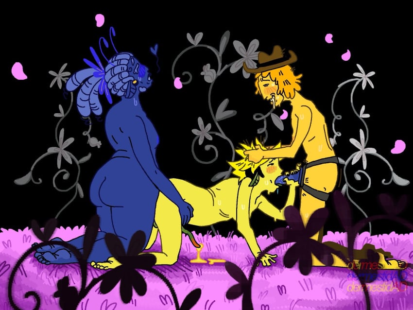 2026 anal anal_penetration anal_sex artist_signature big_ass big_ass_(male) blue_(deltarune) canon_couple chubby chubby_male deltarune deltarune_chapter_5 digital_art drooling fat_ass feminine_male flowery gay gay_sex grabbing_head hands_in_hair male male/male/male male_only oral oral_penetration oral_sex small_boobs small_tits spitroast spitroasting strap-on strapon sucking_strap-on threesome tits toony toony_face transgender transgender_man transmasc unusual_genitalia unusual_penis yaoi yellow_(deltarune)