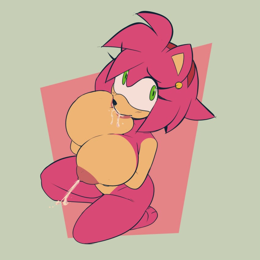 1girls amy_rose female female_only monamania sega sonic_(series) sonic_the_hedgehog_(series) sucking sucking_breast