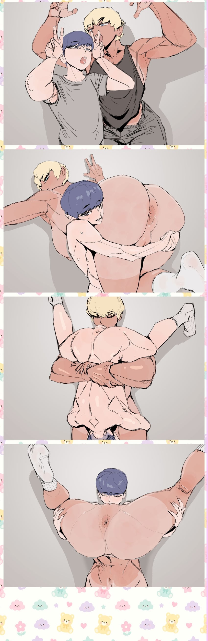 1boy 1girls 2d 69 anus ass balls ballsack blonde_hair blue_hair carrying_partner clothed female hogu_(pizzlet) light-skinned_male light_skin male nude nude_female nude_male original original_character photo_booth photobooth picture pizzlet public public_nudity pussy short_hair standing standing_69 tagme tan tan-skinned_female tan_skin tanline tanlines thick_thighs thighs vagina