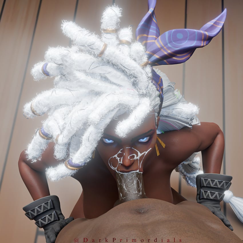 3d 3d_(artwork) 3d_model 3d_render black_on_black blender blowjob blowjob_face blowjob_focus blowjob_only blowjob_pov chocolate_girl cum_in_mouth cum_on_face dark-skinned_female dark-skinned_male dark_skin darkprimordials dick_sucking dreads ebony ebony_female eyes_up intraracial marvel marvel_comics marvel_rivals mutant mutant_(marvel) netease_games ororo_munroe storm_(marvel_rivals) storm_(x-men) sucking sucking_penis superhero white_hair x-men