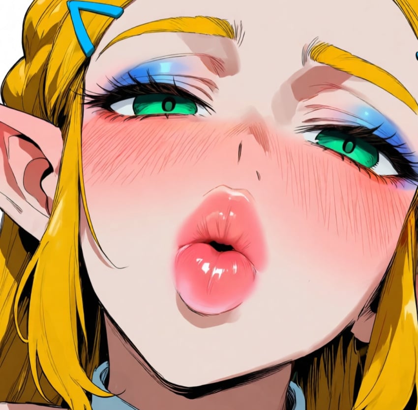 ai_generated aroused close-up eyeshadow incoming_kiss kissing lips mouth_fetish princess_zelda seductive the_legend_of_zelda zelda_(breath_of_the_wild)