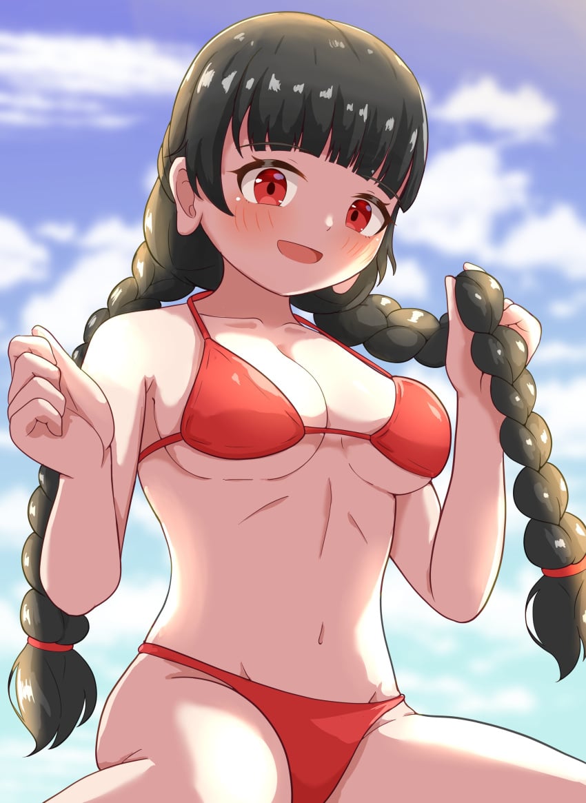 alternate_costume bikini blush curvy large_breasts looking_at_viewer narumi_yatadera open_mouth smile touhou voluptuous