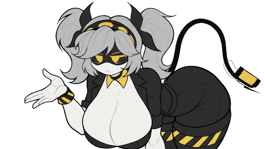 1girls artist_request ass big_ass big_breasts big_thighs breasts clothed clothing drone female gigantic_breasts huge_breasts j_(murder_drones) long_hair murder_drones robot robot_girl screen_face silver_hair tail thick_thighs thighs twintails white_background