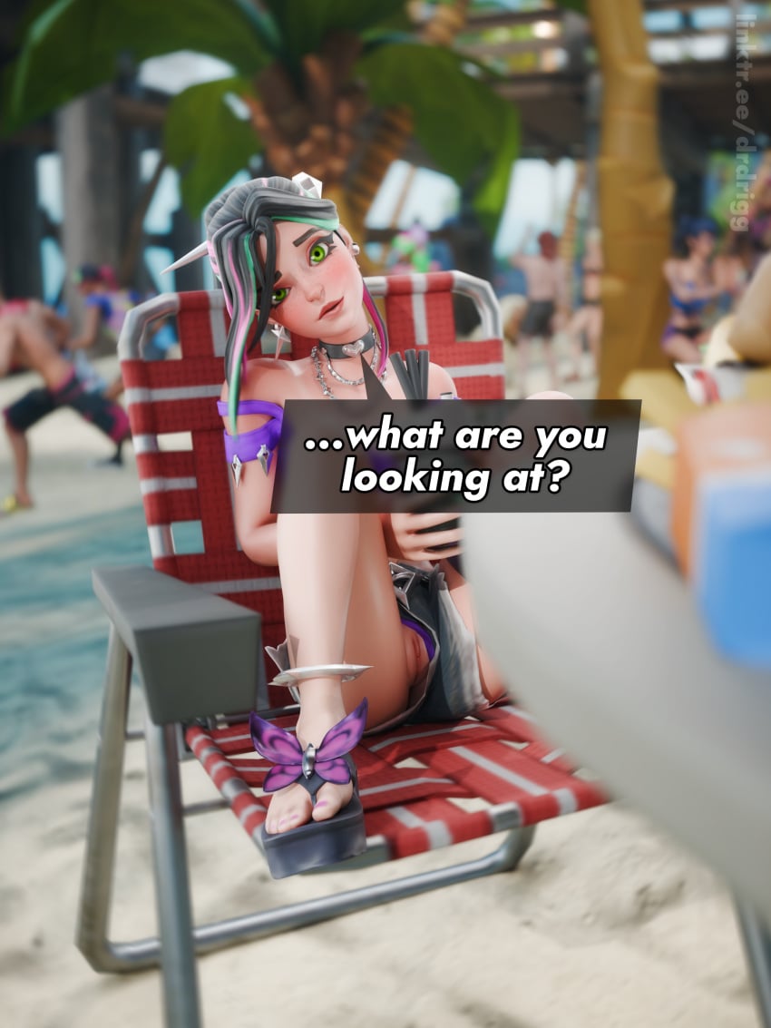 1girls 2026 3d 3d_(artwork) absurd_res alternate_version_available background_characters beach beach_background beach_bomber blender blurry_background blush blushing chair clothed clothing crystal_(fortnite) curious drdrigg drift_(fortnite) epic_games eye_contact feet female female_focus female_only fortnite fortnite:_battle_royale freckled_face freckles freckles_on_face green_eyes helsie_(fortnite) hi_res high_quality high_resolution highres jean_shorts legs_up light-skinned_female light_skin looking_at_viewer multicolored_hair outdoors outside presenting presenting_anus pussy pussy_lips pussy_peek pussy_slip sand_witch_helsie_(fortnite) shorts sitting solo_focus talking_to_viewer tanline tanlines text vagina watermark