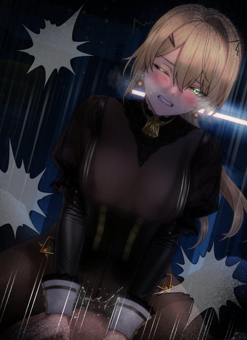 1boy 1girls alternate_version_at_source alternate_version_available art_undertaker blonde_hair blush bodystocking bouncing_breasts breasts clothed_female_nude_male clothing cowgirl_position female girls'_frontline girls'_frontline_2:_exilium glowing_eyes green_eyes gritted_teeth happy happy_sex heavy_breathing long_hair looking_at_viewer male medium_breasts motion_blur motion_lines nipples nipples_visible_through_clothing one_eye_closed pov pussy_juice sex sextans_(girls'_frontline_2) steam steaming_body straddling sweat sweatdrop vaginal vaginal_penetration vaginal_sex variant_set