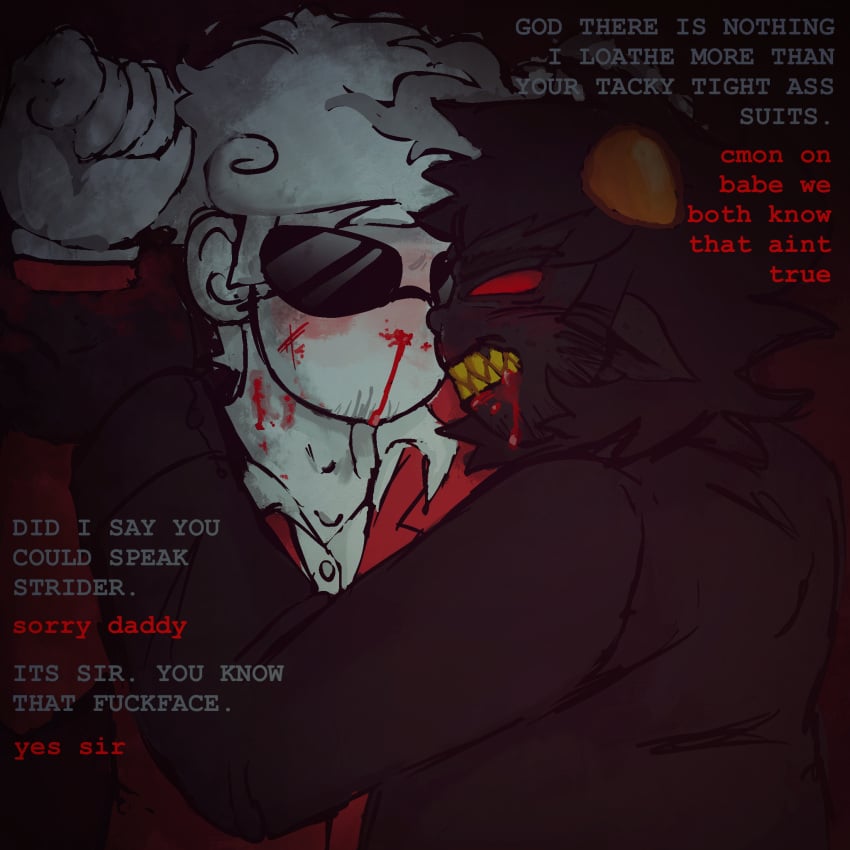 adult biting bleeding blood bloody_nose daddy_kink dave_strider homestuck karkat_vantas power_play say_gex yaoi