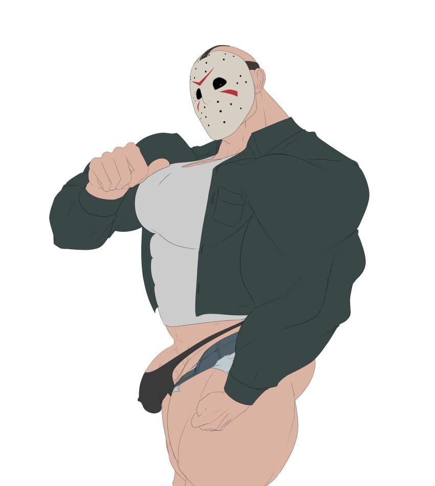 balls bara big_penis bulge charcoalwaffle26 cwaffle flaccid friday_the_13th hockey_mask jason_voorhees male male_only mask muscles muscular penis solo solo_male thong