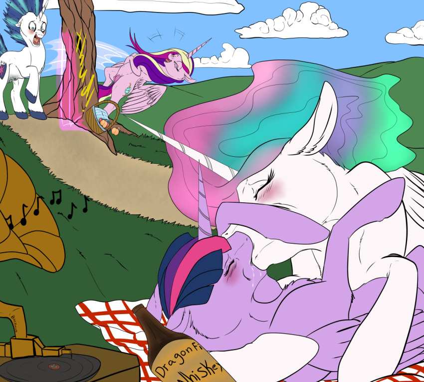 2015 alicorn backlash91 balls crotchboobs equine female feral friendship_is_magic horn kissing laugh male mammal my_little_pony princess_cadance_(mlp) princess_celestia_(mlp) shining_armor_(mlp) twilight_sparkle_(mlp) unicorn wings yuri