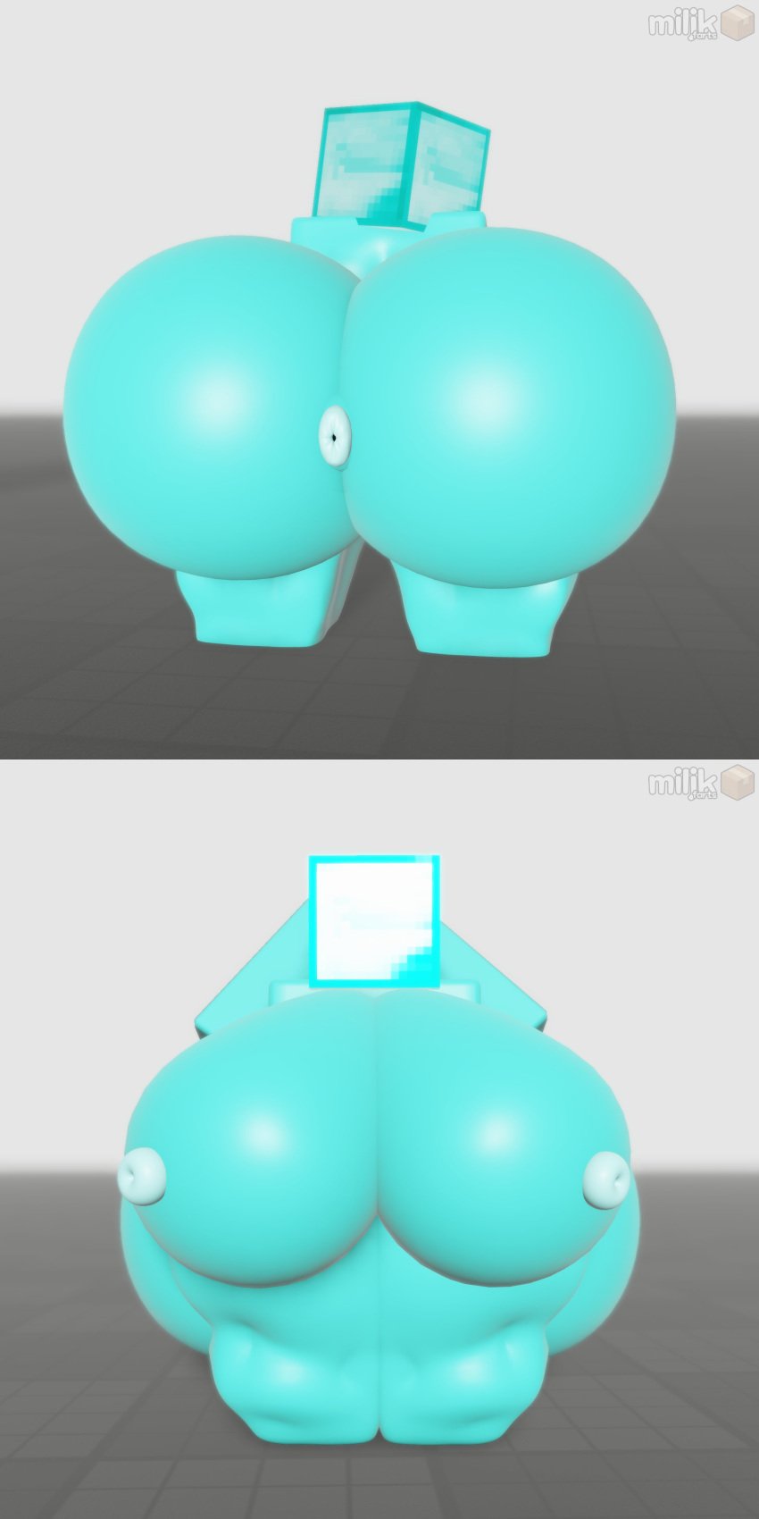 3d anus ass big_ass big_breasts block breasts cyan_body cyan_skin diamond_block giant_breasts huge_butt hyper miljkfarts minecraft roblox roblox_studio weird