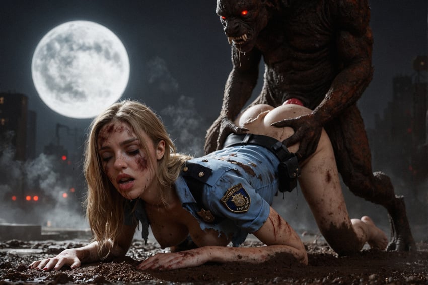 1boy 1girls ai_generated female_human female_human/male_feral female_human/male_monster feral_on_female feral_on_human full_moon interspecies interspecies_sex male_feral male_feral/female_human male_monster monster monster_on_female monster_on_human monster_penetrating noone3d petite slim slim_waist