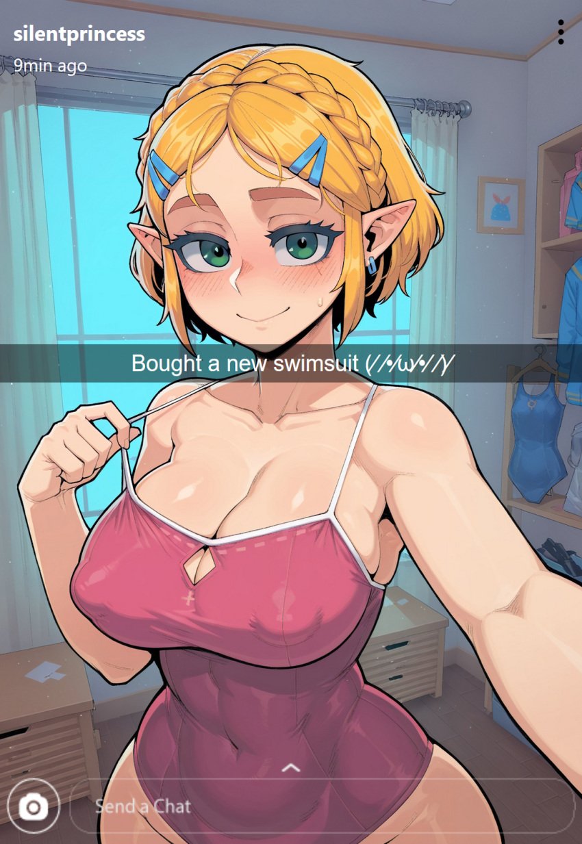 ai_generated ass big_ass big_eyes blonde_hair blue_eyes blush bubble_ass dat_ass elf_ears female hairclip long_ears nintendo pawg pointy_ears princess princess_zelda round_ass royal royalty sideboob smile solo the_legend_of_zelda thong