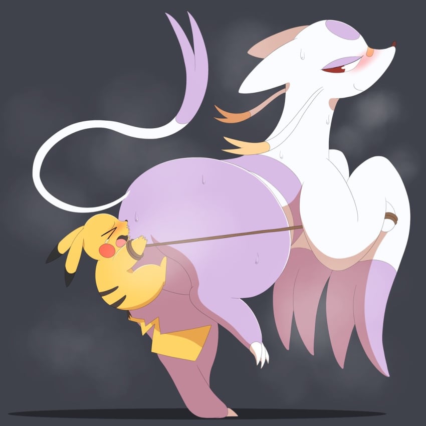 ass_focus ass_worship big_ass big_dom_small_sub blush bottom_heavy crying defeated looking_back mienshao musk parupoke pikachu pokemon purple_fur red_cheeks red_eyes rope rope_harness simple_background size_difference slight_smile standing sweat sweaty_butt tail tears thick_thighs victory whiskers white_body yellow_fur