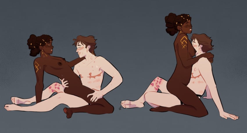 1cuntboy 1girls 2025 arcane arcane_viktor black_hair brown_hair cuntboy cuntboy/female dark-skinned_female dark_skin digital_media_(artwork) female fishydwarrows intersex mastectomy_scar mel_medarda strap-on transgender_male vaginal_penetration viktor_(league_of_legends)