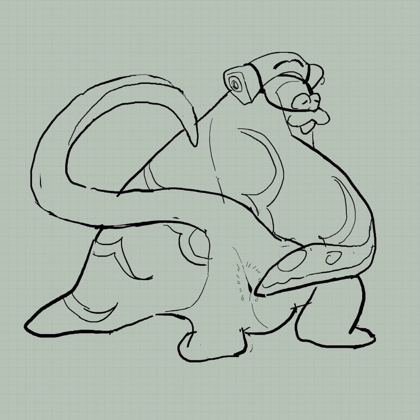 :3 anthro anus bent_over big_man_(splatoon) fish flat_body hi_res male male_only manta_ray marine nintendo presenting presenting_anus pupils ray_(fish) saba_subdup slit_pupils solo splatoon stingray