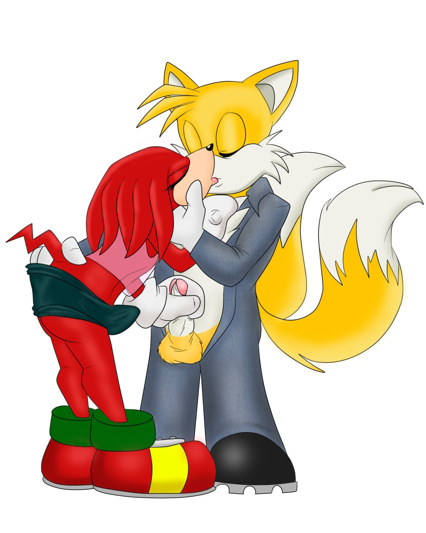 canine darthglacier echidna fox fur furry_tail kissing knuckles_the_echidna male male_only mammal monotreme multiple_tails penis sonic_(series) sonicharinezumi tail tails yaoi