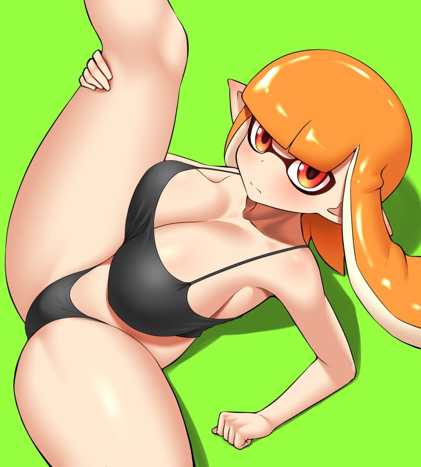 2024 armpits belly belly_button big_breasts bikini black_bra black_clothing black_panties blush breasts cleavage embarrassed female female_focus female_only fixing_hair green_background hands_on_breasts inkling inkling_girl kaori_(splatoon) large_boobs large_breasts leaning light-skinned_female light_skin long_hair looking_at_viewer looking_up nobunagapero on_knees orange_hair png pointy_ears red_eyes shoulders simple_background skimpy_clothes slightly_chubby slightly_chubby_female solo solo_female solo_focus splatoon spread_legs spreading_legs tentacle tentacle_hair thick_thighs