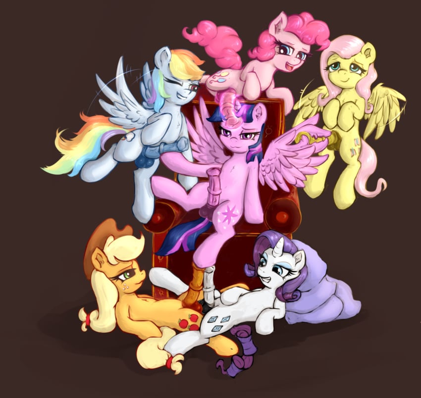 2015 animal_genitalia applejack_(mlp) balls blonde_hair blue_eyes blue_fur cutie_mark dickgirl dickgirl/dickgirl earth_pony equine erection eyeshadow feathered_wings feathers female feral fluttershy_(mlp) flying freckles friendship_is_magic fur futanari glowing green_eyes grin group group_sex hair hat hi_res hoofjob_(hindlimbs) hooves horn horse horsecock intersex intersex/female intersex/intersex long_hair lying magic makeup mammal mane_six_(mlp) multicolored_hair my_little_pony on_back one_eye_closed open_mouth orange_fur pegasus penetration penis pink_fur pink_hair pinkie_pie_(mlp) pony princess_twilight_sparkle_(mlp) purple_eyes purple_fur purple_hair pussy rainbow_dash_(mlp) rainbow_hair rarity_(mlp) sapsan sex simple_background sitting smile twilight_sparkle_(mlp) unicorn vaginal_penetration vein white_fur wingjob wings yellow_fur