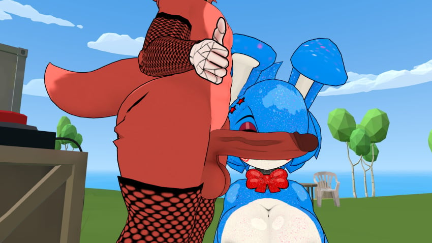 1femboy 1girl balls_out big_ass bonnie_(cally3d) cant_see_the_haters cock_out femboy femboy_on_female fexa fexa_(cryptia) five_nights_at_freddy's fnaf fredina's_nightclub fuckmeat_vr horny_femboy leggings penis_in_face posing_for_the_viewer ready_to_fuck thick_thighs vrchat