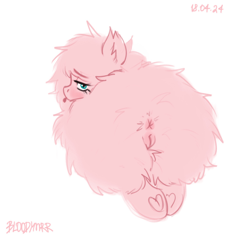 anus ass bloodymrr earth_pony equid equine fan_character female female_only feral feral_only fluffle_puff friendship_is_magic furry hasbro hooves horse looking_back mammal my_little_pony original original_character pink_body pink_fur pony pussy solo tongue tongue_out