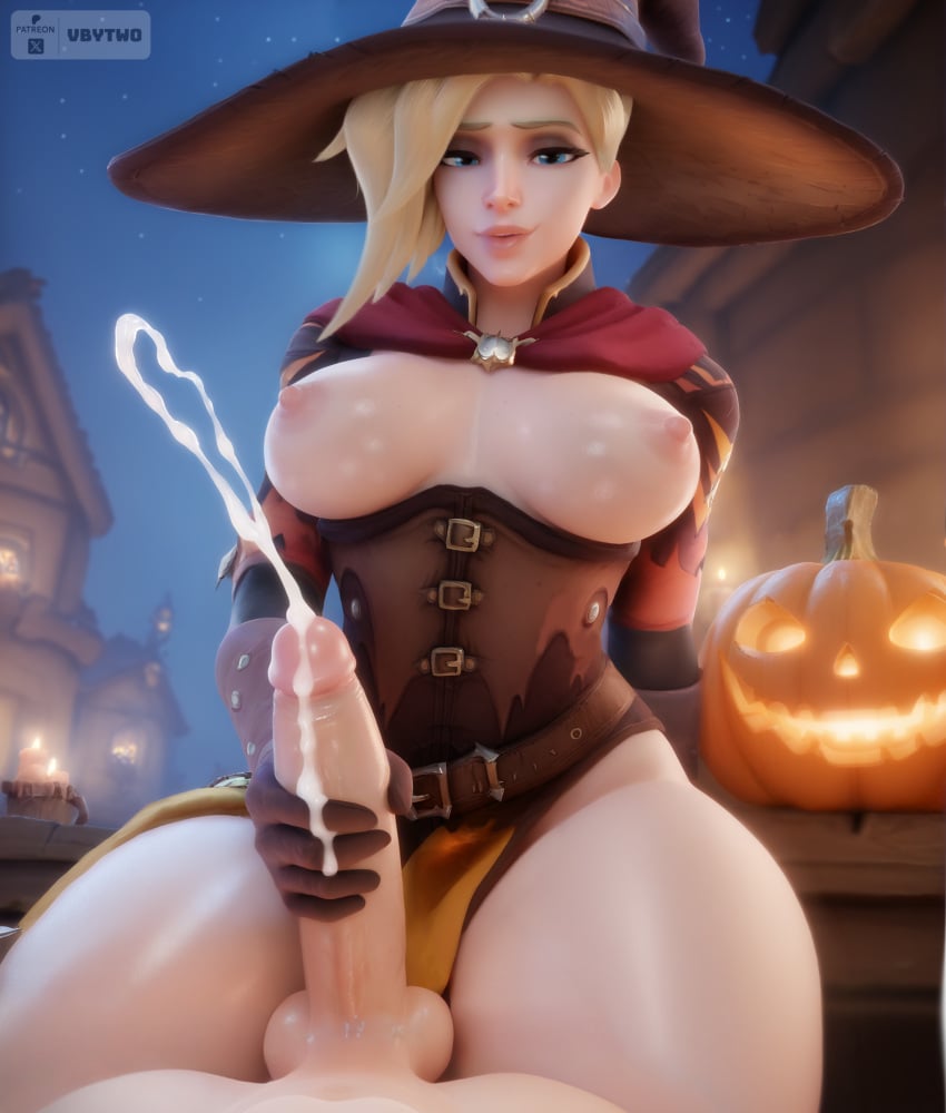 ai_generated cum cumshot ejaculation handjob mercy overwatch pov vbytwo witch_mercy