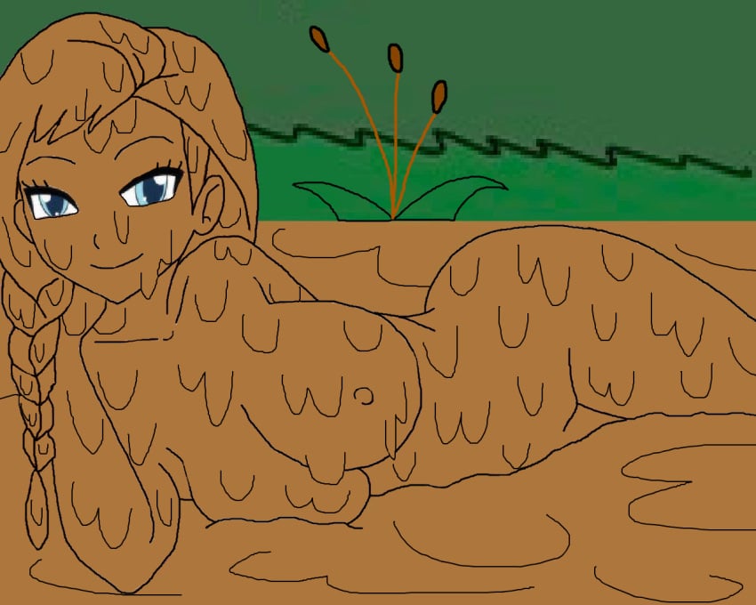 1girls anna_(frozen) breasts completely_covered_in_mud completely_naked completely_nude covered_in_mud dirty dirty_girl edit female frozen_(film) mud muddy naked nipples nude redguy7 solo