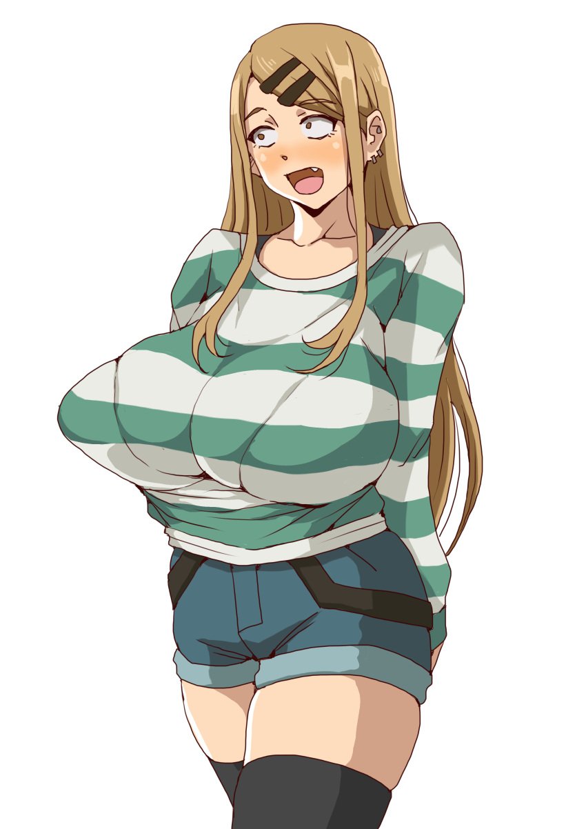 blonde_hair endou_saya_(dagashi_kashi) huge_breasts sacaprico tight_clothing