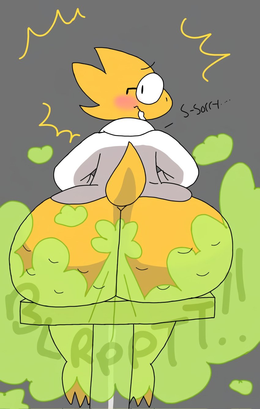 alphys ass blush embarrassed fart fart_cloud fart_fetish farting fat_ass hi_res sitting undertale