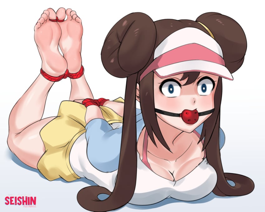 1girls ball_gag barefoot bondage bound_and_gagged damsel_in_distress feet female female_only female_solo gagged game_freak nintendo pokemon pokemon_bw2 rosa_(pokemon) seishinashi soles solo solo_female solo_only tied_up toes toes_tied