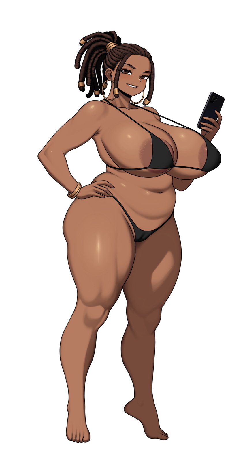 camala_(mk001black) character chubby chubby_female curvy curvy_female curvy_figure dark_skin dark_skinned_female dreadlocks mk001black oc original swimwear thicc thicc_thighs thick thick_female thick_thighs