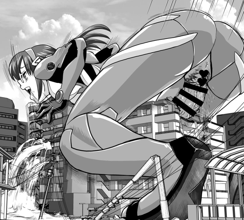 1futa behind_moon building_destruction building_sex cum cumming excessive_cum futa_sans_balls futanari giantess macro mari_illustrious_makinami neon_genesis_evangelion pussy