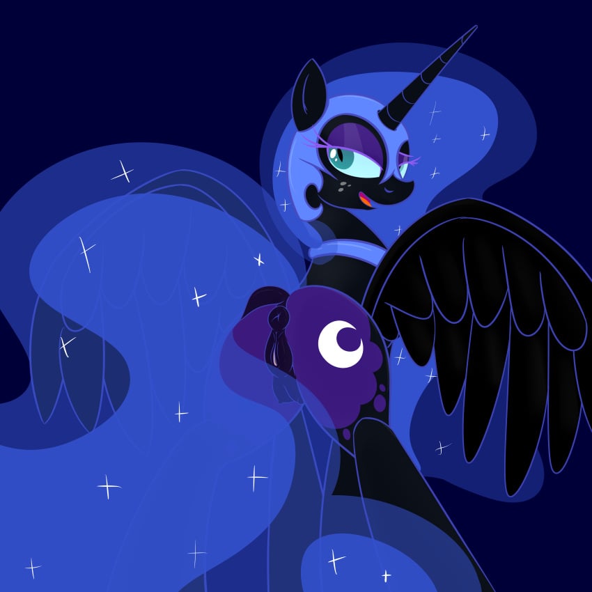 2015 absurd_res alicorn anatomically_correct anatomically_correct_pussy animal_genitalia anus ardupi ass blue_hair crotchboobs cutie_mark dark_persona equine equine_pussy female freckles friendship_is_magic hair half-closed_eyes headgear helmet hi_res horn looking_back mammal my_little_pony nightmare_moon_(mlp) non-anthro open_mouth princess_luna_(mlp) puffy_anus pussy simple_background solo wings