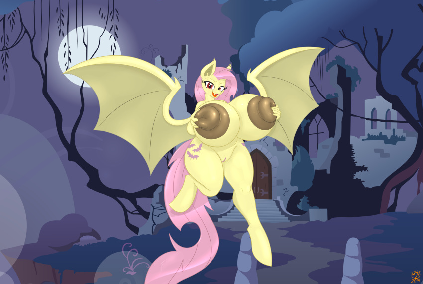 2015 absurd_res anjuneko anthro anthrofied areola badgerben bat_pony bat_wings breasts cutie_mark door equine fangs female female_focus female_only flutterbat_(mlp) fluttershy_(mlp) friendship_is_magic full_moon gigantic_nipples hair hasbro hi_res hooves huge_breasts huge_nipples large_areolae long_hair looking_at_viewer mammal moon my_little_pony nipples open_mouth outdoors pink_hair puffy_nipples pussy red_eyes solo straight_hair thick_thighs thighs tree wings