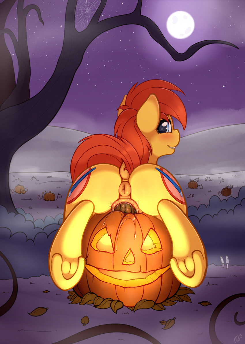 2015 anus equine fan_character female feral halloween holidays horse mammal my_little_pony penetration pony pumpkin pussy ratofdrawn vaginal_penetration vaginal_penetration