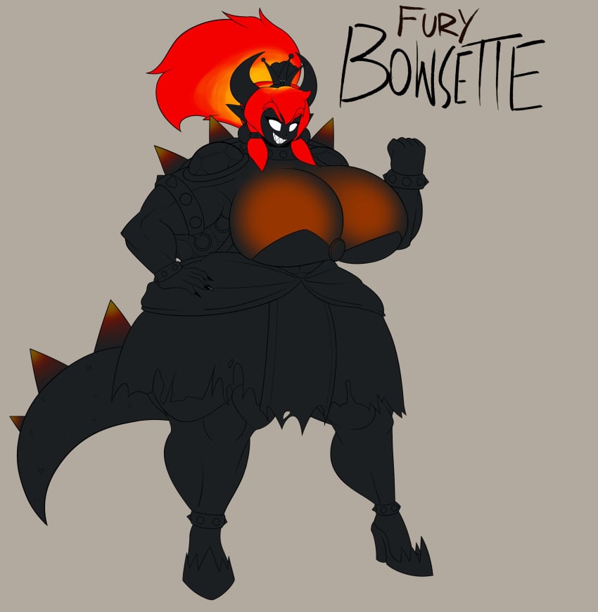 big_breasts bowsette breasts cinderdraws cleavage female huge_breasts muscular muscular_female tagme thick_thighs wide_hips