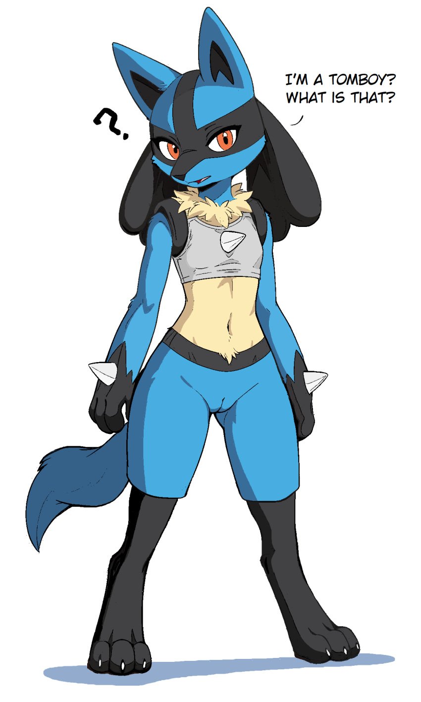 big_butt blue_body blue_fur breasts florida_man lucario pokemon pokemon_(species) pussy tail thick_legs thick_thighs white_background wide_hips