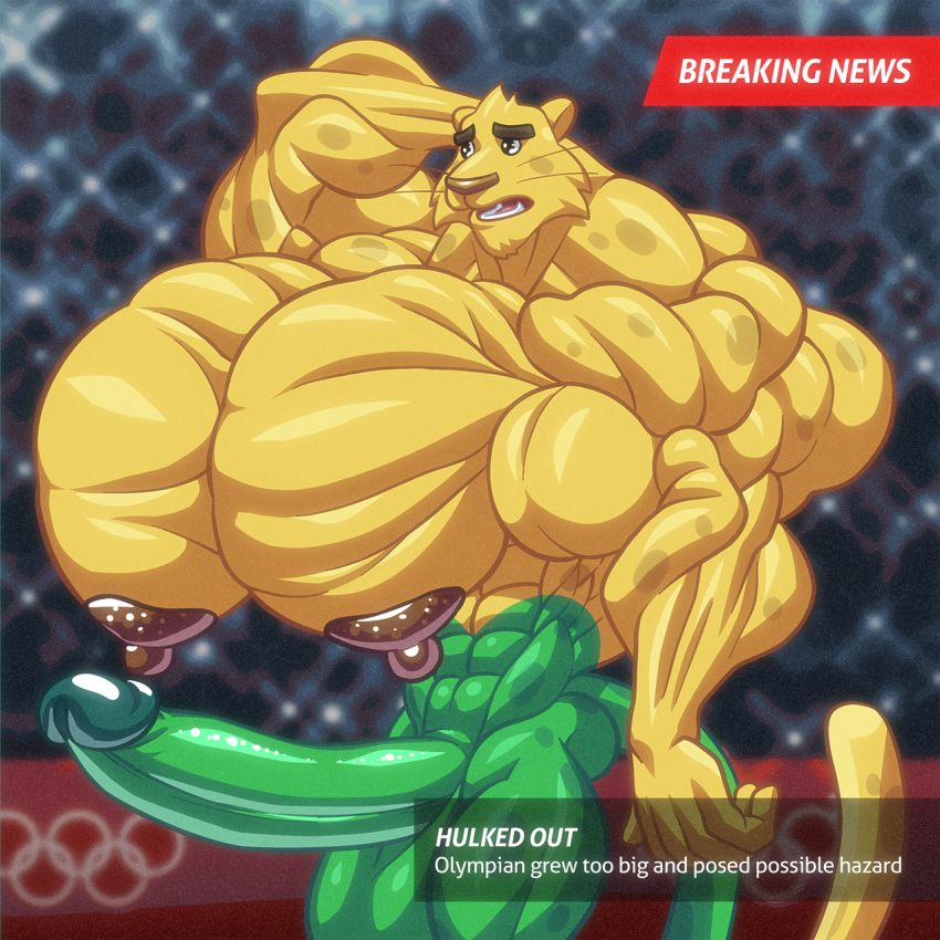 abs balls biceps big_muscles feline ginga humanoid_penis hyper hyper_muscles hyper_penis jaguar male male_only mammal muscular nipples nude pecs penis solo text the_fabulous_croissant wolfiecanem