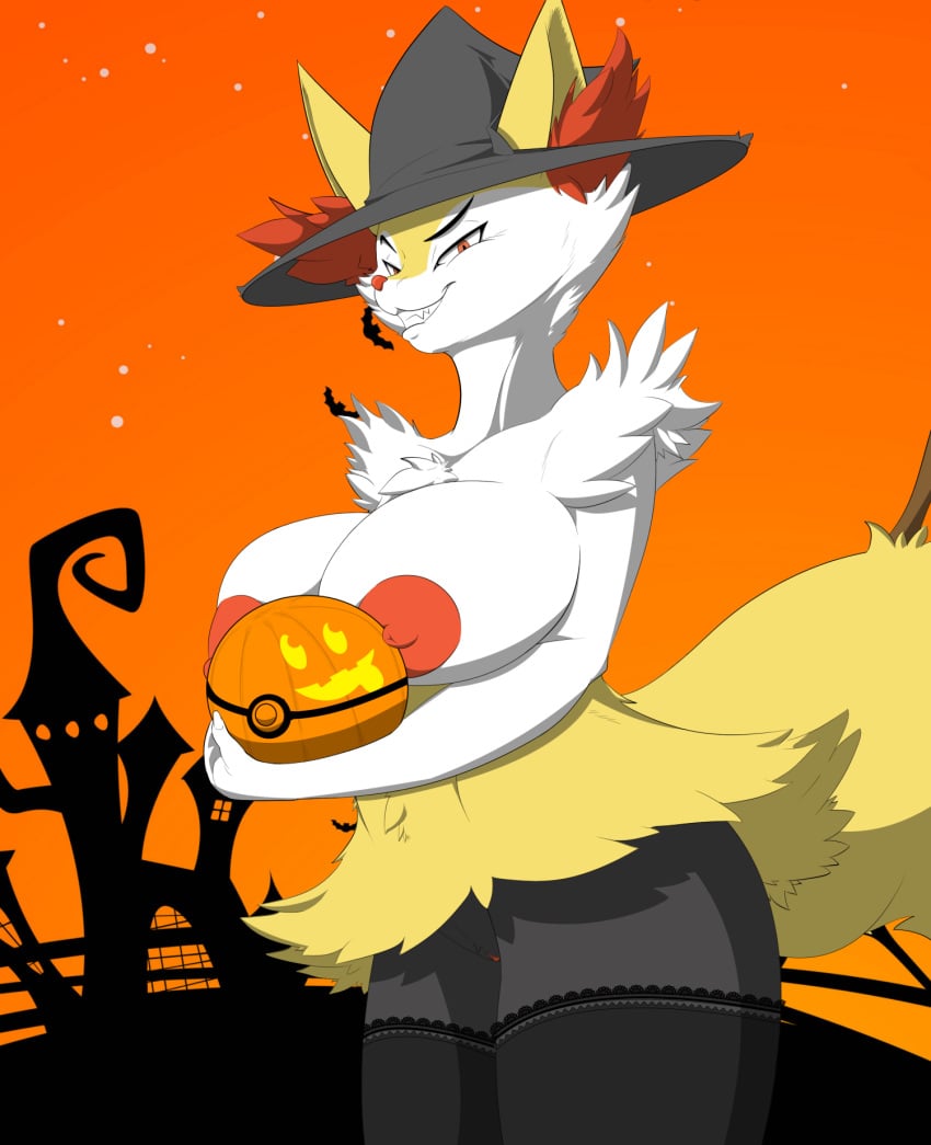 big_breasts braixen breasts female fur halloween holidays looking_at_viewer nintendo nipples pokémon_(species) pokemon pokemon_(species) pussy rheumatism smile solo video_games